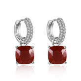 Natural Colourful Gemstone Square Silver Drop Earrings for Women